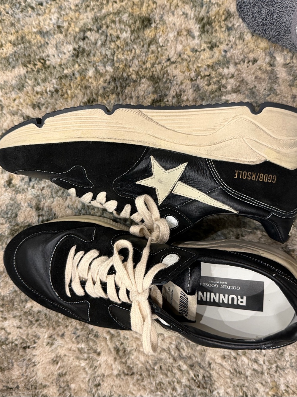 Golden Goose Running Sole Sneakers in Black and Cream